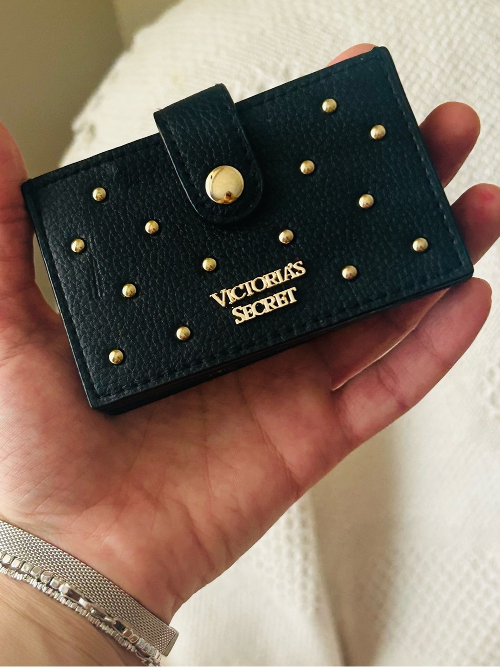 Victoria's Secret Black Card Holder with Gold Studs